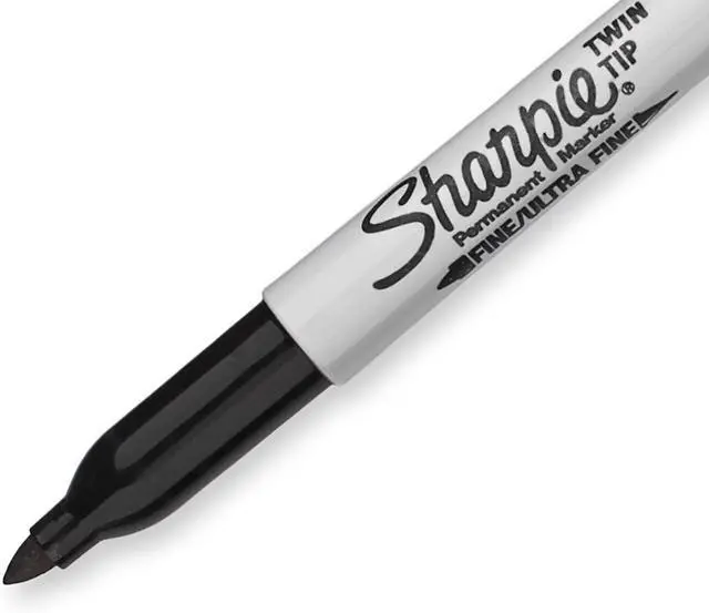 Alt view image 4 of 6 - Sharpie Twin Tip Permanent Markers, Fine and Ultra Fine, Black, 4 Count