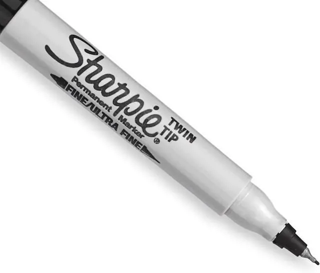 Alt view image 5 of 6 - Sharpie Twin Tip Permanent Markers, Fine and Ultra Fine, Black, 4 Count