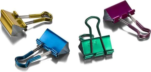 Alt view image 2 of 5 - Officemate Easy Grip Medium Binder Clips, Assorted Metallic Colors, 12 Pack (31054)
