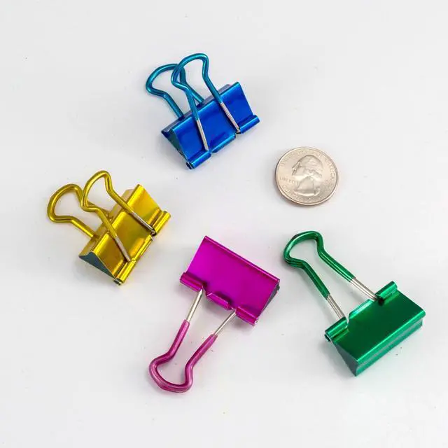 Alt view image 4 of 5 - Officemate Easy Grip Medium Binder Clips, Assorted Metallic Colors, 12 Pack (31054)
