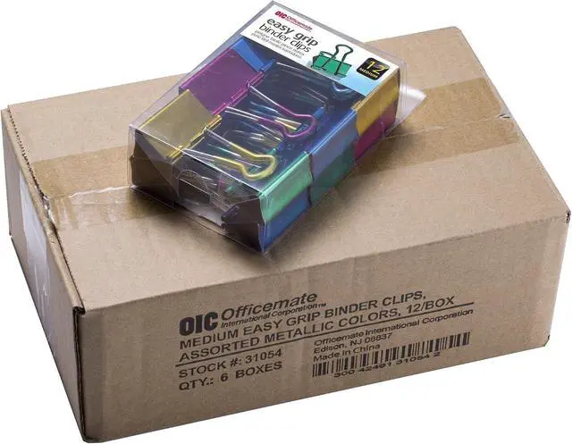 Alt view image 5 of 5 - Officemate Easy Grip Medium Binder Clips, Assorted Metallic Colors, 12 Pack (31054)