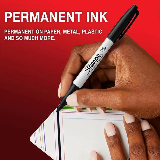 Alt view image 2 of 7 - Sharpie Permanent Markers | Fine Point for Bold Details | BlackBlueRed and Green Ink Colours | 4 Marker Pens