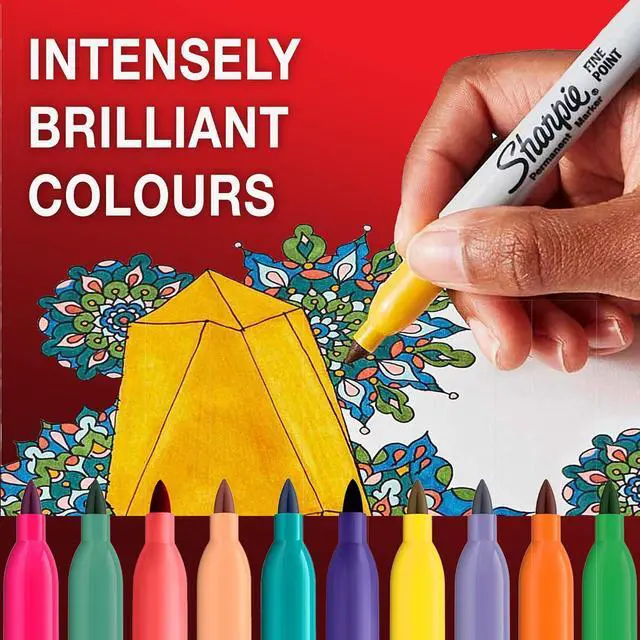 Alt view image 3 of 7 - Sharpie Permanent Markers | Fine Point for Bold Details | BlackBlueRed and Green Ink Colours | 4 Marker Pens