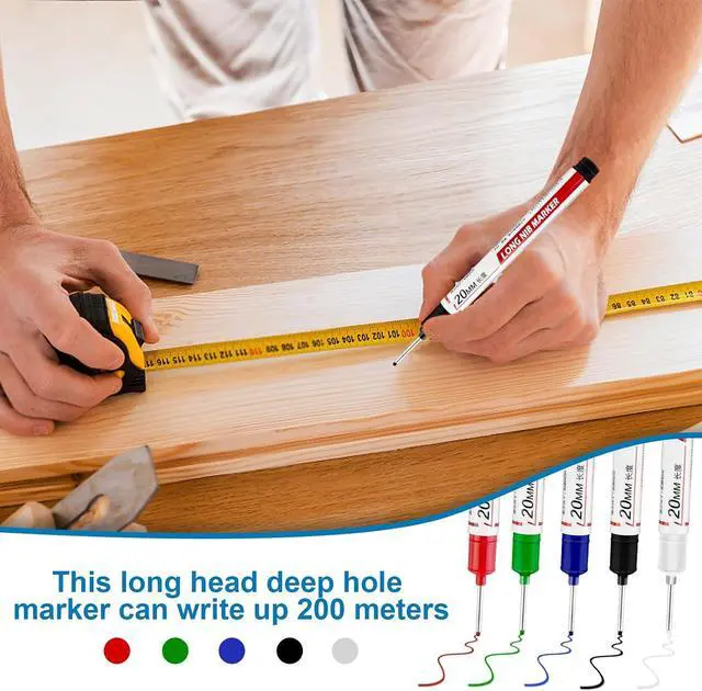 Alt view image 4 of 6 - 10 Pcs Long Head Deep Hole Marker - Long Nib Markers, Multi-purpose Deep Hole Marker Pens, Quick Dry Waterproof Colorful Carpenter Pen Markers for Construction Bathroom Woodworking