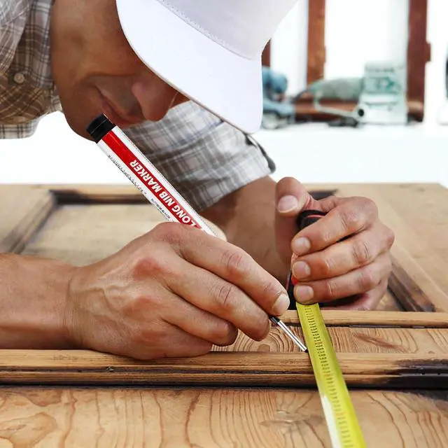 Alt view image 5 of 6 - 10 Pcs Long Head Deep Hole Marker - Long Nib Markers, Multi-purpose Deep Hole Marker Pens, Quick Dry Waterproof Colorful Carpenter Pen Markers for Construction Bathroom Woodworking