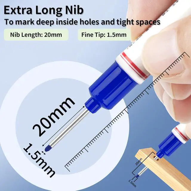 Alt view image 2 of 7 - 15 Pcs Long Nib Marker Pens with 20 mm Long Head Nose Tip, Colorful