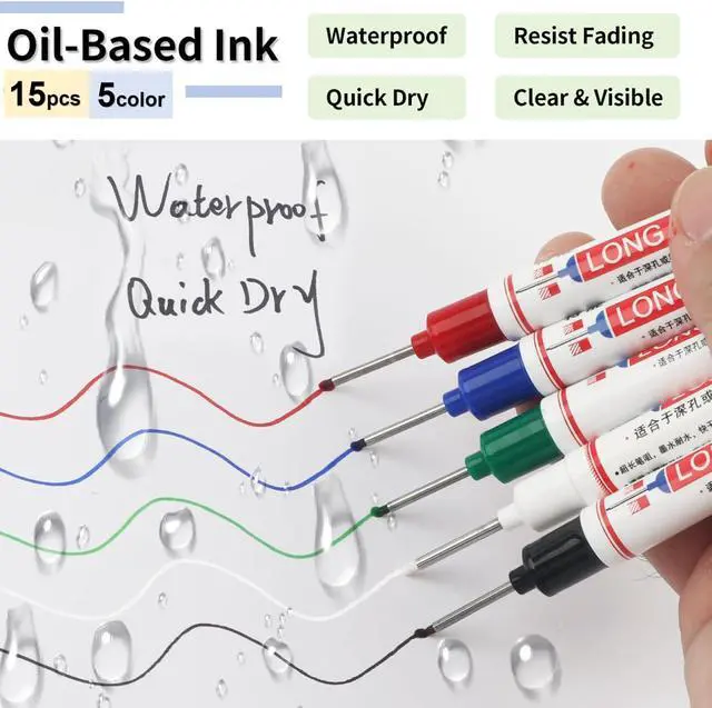Alt view image 3 of 7 - 15 Pcs Long Nib Marker Pens with 20 mm Long Head Nose Tip, Colorful