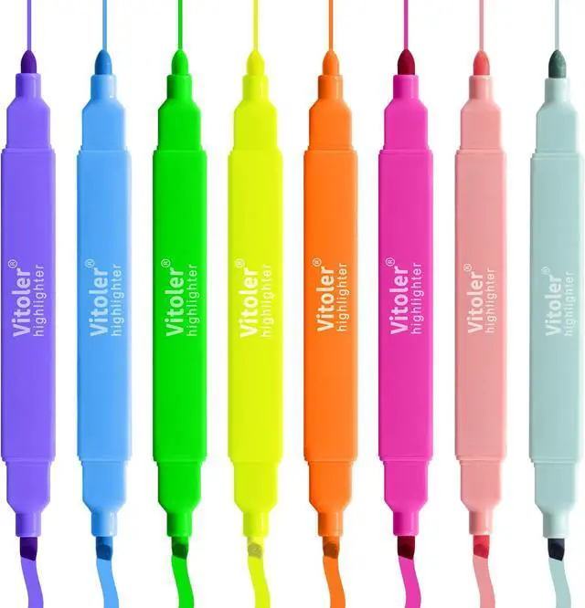 Main image of Piochoo Dual Tip Highlighters, 8 Colored Bible Highlighter Pen Set,Cute Highlighter Assorted Colorsfor Students, Artists,Journaling Office School Supplies