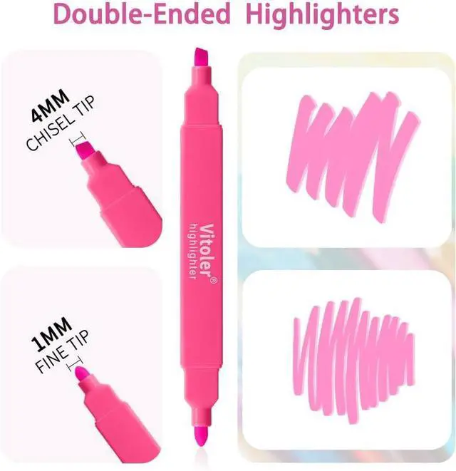 Alt view image 3 of 7 - Piochoo Dual Tip Highlighters, 8 Colored Bible Highlighter Pen Set,Cute Highlighter Assorted Colorsfor Students, Artists,Journaling Office School Supplies