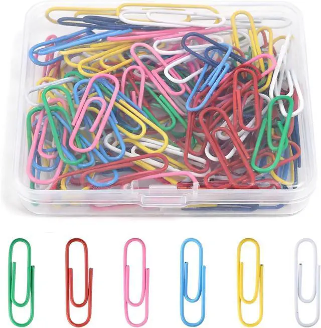 Main image of Paper Clips 100 Pcs 1.3 Inch Medium Colorful Paperclips for Office School