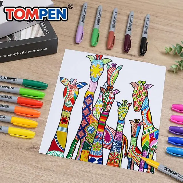 Alt view image 7 of 7 - Permanent Markers,Fine Tip,48 Pack Bulk,16 Assorted Colors,Waterproof Permanent Marker Pens with Quick Drying on Wood,Plastic,Paper,Metal,Mirror for Christmas Gift Drawing Writing Poster
