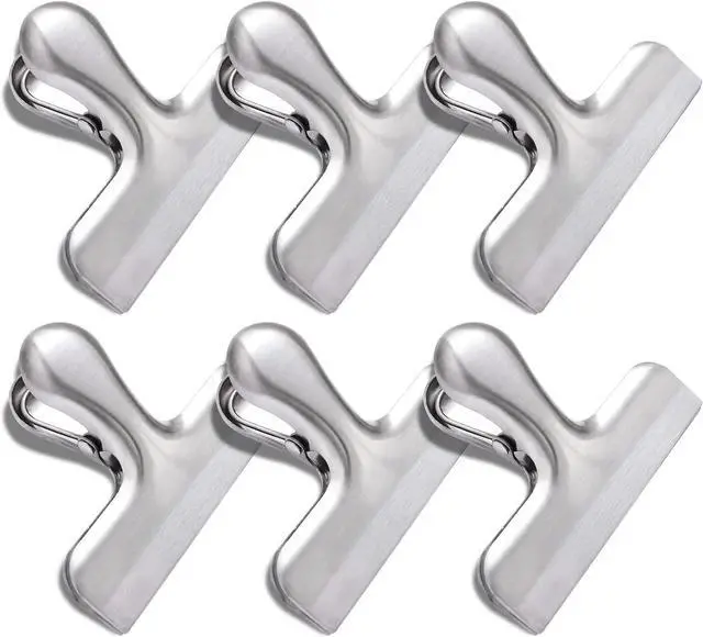 Main image of 6 Pack Bag Clips, Stainless Steel Chip, Chip Clips Food Clip, Heavy Duty Air Tight Seal Kitchen Clip Snack Food Bag Clamp