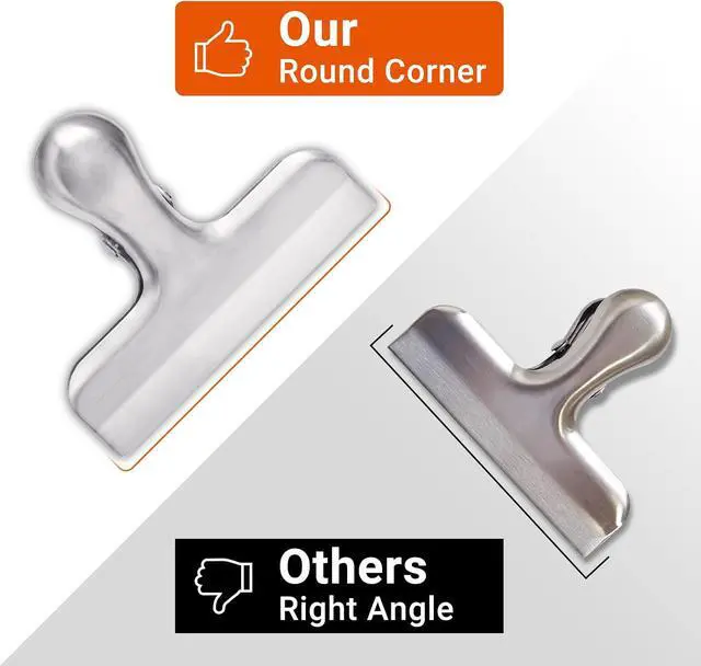 Alt view image 3 of 7 - 6 Pack Bag Clips, Stainless Steel Chip, Chip Clips Food Clip, Heavy Duty Air Tight Seal Kitchen Clip Snack Food Bag Clamp