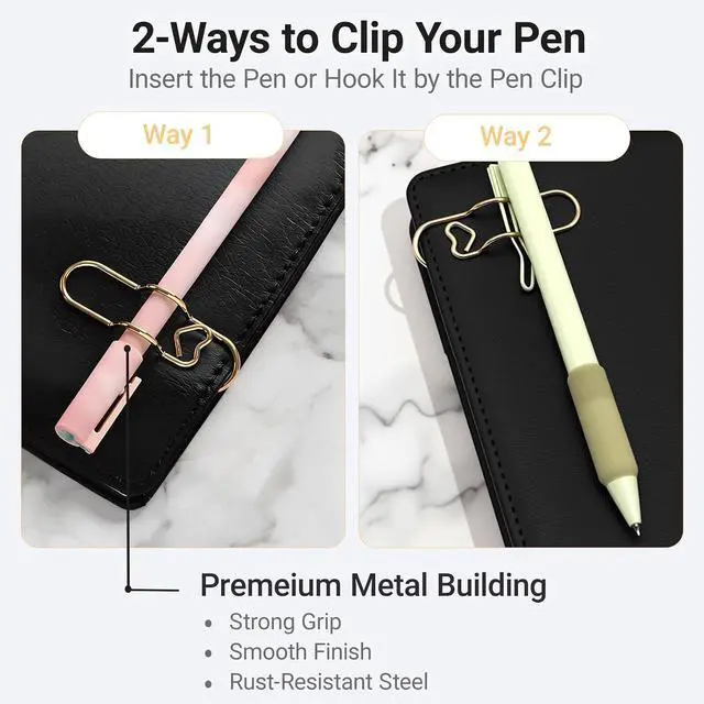 Alt view image 5 of 7 - Heart Paper Clip Pen Holder for Notebooks, 9-Pack Metal Pen Clip