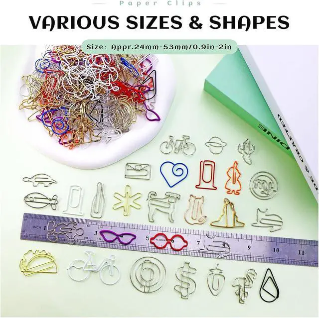 Alt view image 2 of 6 - 150 Pcs Mixed Cute Paper Clips, Assorted Colors Bookmark Paperclips, Fun Office Supplies Gifts for Students, Kids, Teachers (Random Shaped)