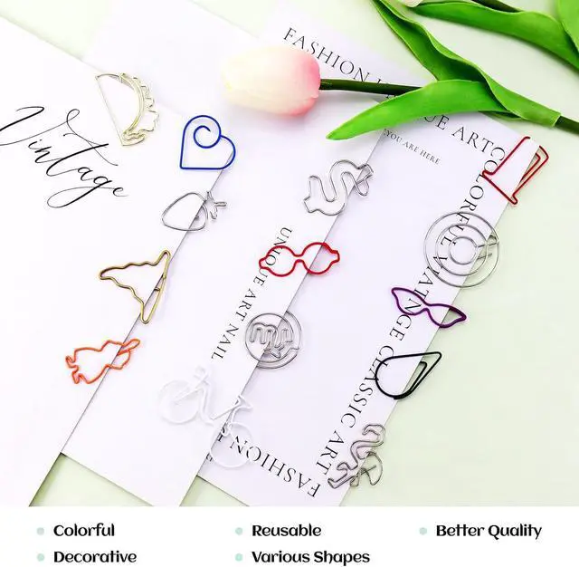 Alt view image 5 of 6 - 150 Pcs Mixed Cute Paper Clips, Assorted Colors Bookmark Paperclips, Fun Office Supplies Gifts for Students, Kids, Teachers (Random Shaped)