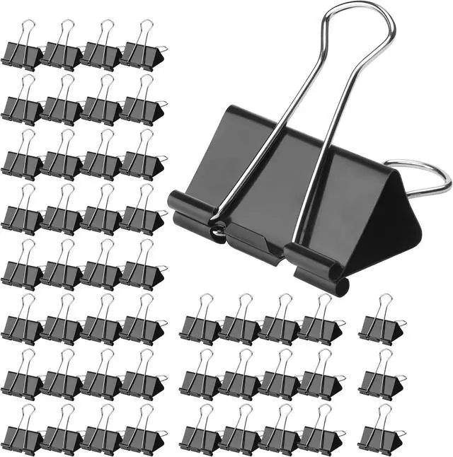 Main image of Large Binder Clips 1.6 Inch (48 Pack),Binder Clips Large Size,Big Paper Clips Clamps for Office and Home Supplies, Black