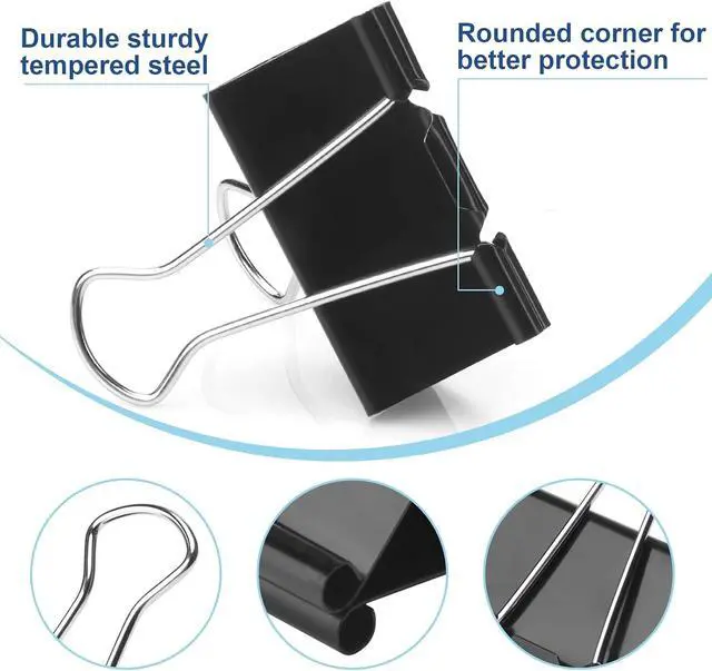 Alt view image 3 of 7 - Large Binder Clips 1.6 Inch (48 Pack),Binder Clips Large Size,Big Paper Clips Clamps for Office and Home Supplies, Black