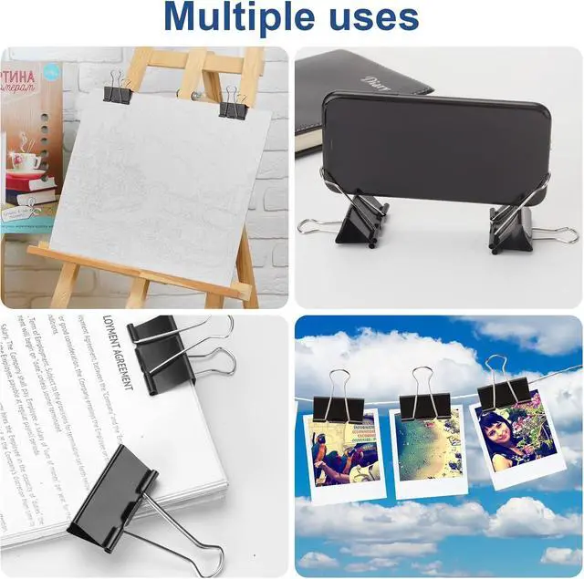 Alt view image 4 of 7 - Large Binder Clips 1.6 Inch (48 Pack),Binder Clips Large Size,Big Paper Clips Clamps for Office and Home Supplies, Black