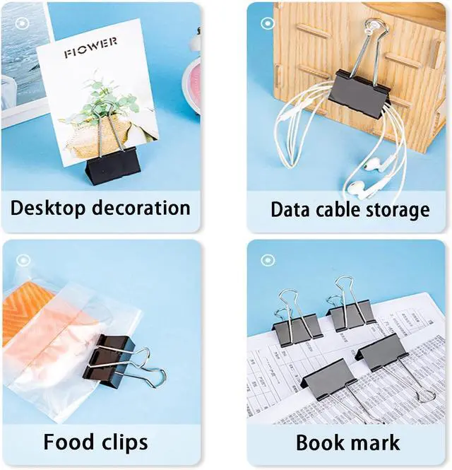 Alt view image 5 of 7 - Large Binder Clips 1.6 Inch (48 Pack),Binder Clips Large Size,Big Paper Clips Clamps for Office and Home Supplies, Black