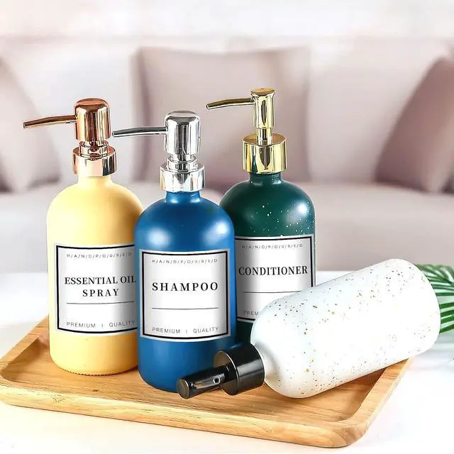 Alt view image 3 of 7 - 24 PCS Waterproof Soap Label Stickers, Bathroom/Kitchen Hand Soap Dispenser Labels for Glass/Plastic Bottles, Removable Cleaning Labels for Soap, Lotion, Shampoo and Conditioner (3 x 3 Inch)