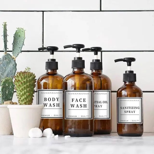Alt view image 5 of 7 - 24 PCS Waterproof Soap Label Stickers, Bathroom/Kitchen Hand Soap Dispenser Labels for Glass/Plastic Bottles, Removable Cleaning Labels for Soap, Lotion, Shampoo and Conditioner (3 x 3 Inch)