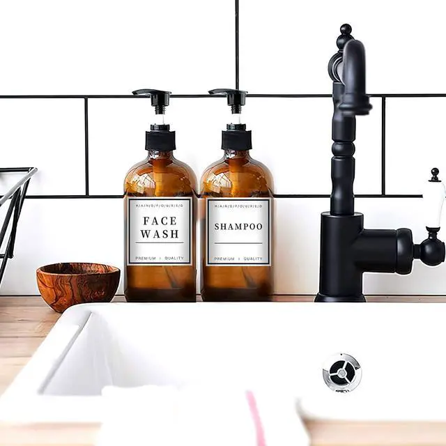 Alt view image 7 of 7 - 24 PCS Waterproof Soap Label Stickers, Bathroom/Kitchen Hand Soap Dispenser Labels for Glass/Plastic Bottles, Removable Cleaning Labels for Soap, Lotion, Shampoo and Conditioner (3 x 3 Inch)