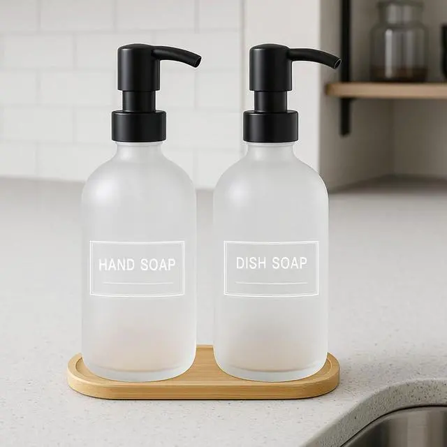 Alt view image 5 of 7 - 48PCS Clear Waterproof Labels for Bottles, Bathroom Hand Soap Shampoo and Lotion Stickers, Removable Transparent Bottle Label for bodywash and Conditioner Dispenser (White on Clear)