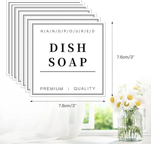Alt view image 2 of 6 - 12 PCS Waterproof Glass/Plastic Bottle Labels - Farmhouse Bathroom/Kitchen Hand Soap Dispenser Label Stickers, Removable Cleaning Labels for Lotion, Shampoo and Conditioner