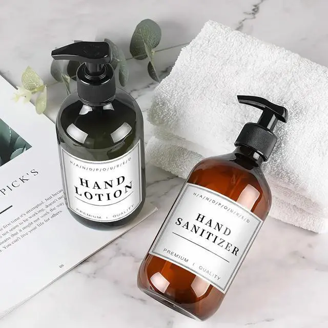 Alt view image 4 of 6 - 12 PCS Waterproof Glass/Plastic Bottle Labels - Farmhouse Bathroom/Kitchen Hand Soap Dispenser Label Stickers, Removable Cleaning Labels for Lotion, Shampoo and Conditioner