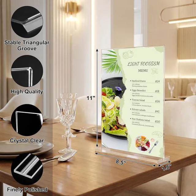 Alt view image 2 of 7 - xydstay 8.5x11 Acrylic Sign Holder,Clear Table Display Stand,2 Pack