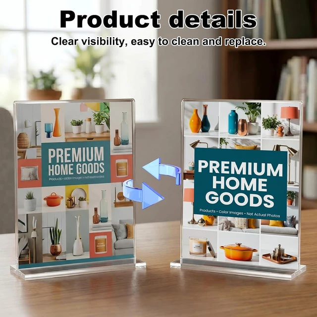 Alt view image 7 of 7 - xydstay 8.5x11 Acrylic Sign Holder,Clear Table Display Stand,2 Pack