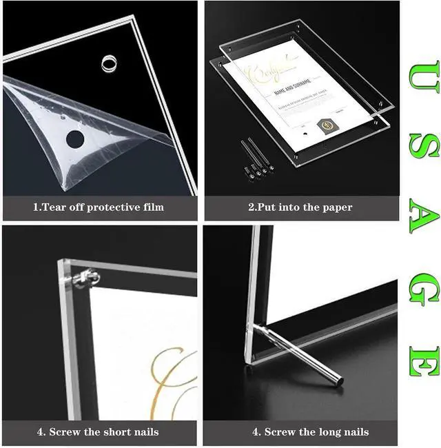 Alt view image 4 of 7 - QR Code Signs,5 x 7 Inch Acrylic Mini Sign Holder Clear QR Code Menu Holders with Metal Stand Office Table Display Sign Stand Ad Photo Frame Holder for Restaurant,Office,School,Store,Home Use