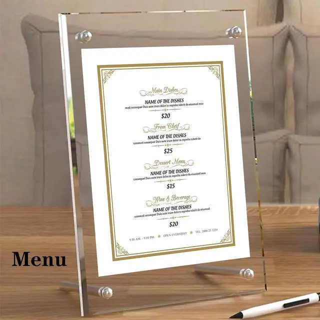 Alt view image 5 of 7 - QR Code Signs,5 x 7 Inch Acrylic Mini Sign Holder Clear QR Code Menu Holders with Metal Stand Office Table Display Sign Stand Ad Photo Frame Holder for Restaurant,Office,School,Store,Home Use