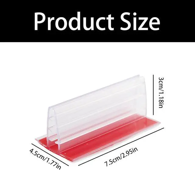 Alt view image 2 of 5 - 10 PCS Sneeze Guard Holder, Self Adhesive Place Card Holder, 3'' x 1.7'' Plastic Tabletop Base Clips for Placing 1/8" to 1/4" Thick Sign Cards Photos Menu Tag Desk Dividers
