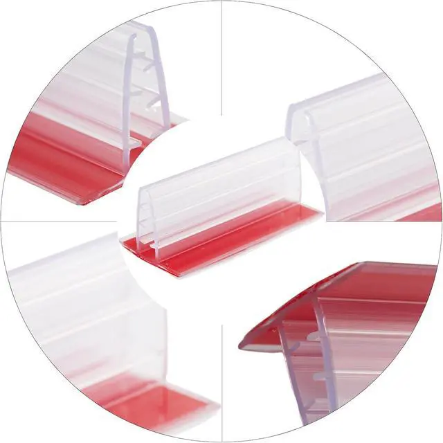 Alt view image 3 of 5 - 10 PCS Sneeze Guard Holder, Self Adhesive Place Card Holder, 3'' x 1.7'' Plastic Tabletop Base Clips for Placing 1/8" to 1/4" Thick Sign Cards Photos Menu Tag Desk Dividers