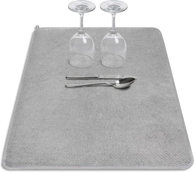 Main image of Ninsula Dish Drying Mat, 18 x 24 In Absorbent Microfiber Drying Matt Kitchen Counter, Extra Large Foldable Drying Mat for Countertops, Sinks and Draining Racks (Gray)