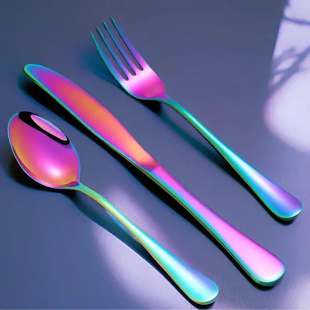 Alt view image 4 of 7 - Rainbow Forks Silverware Set Of 6 Pieces, Stainless Steel Forks, Mirror Polished Fork Set, Cutlery Utensils Set of forks, Apartment Essential Flatware