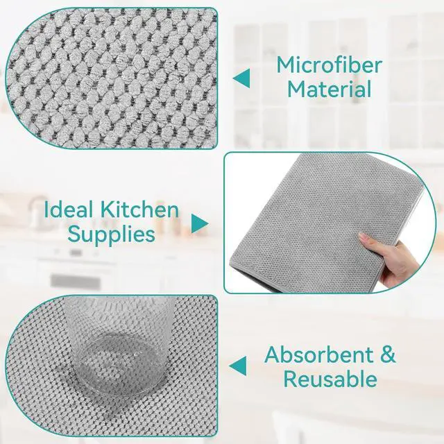 Alt view image 3 of 7 - Ninsula Dish Drying Mat, 18 x 24 In Absorbent Microfiber Drying Matt Kitchen Counter, Extra Large Foldable Drying Mat for Countertops, Sinks and Draining Racks (Gray)