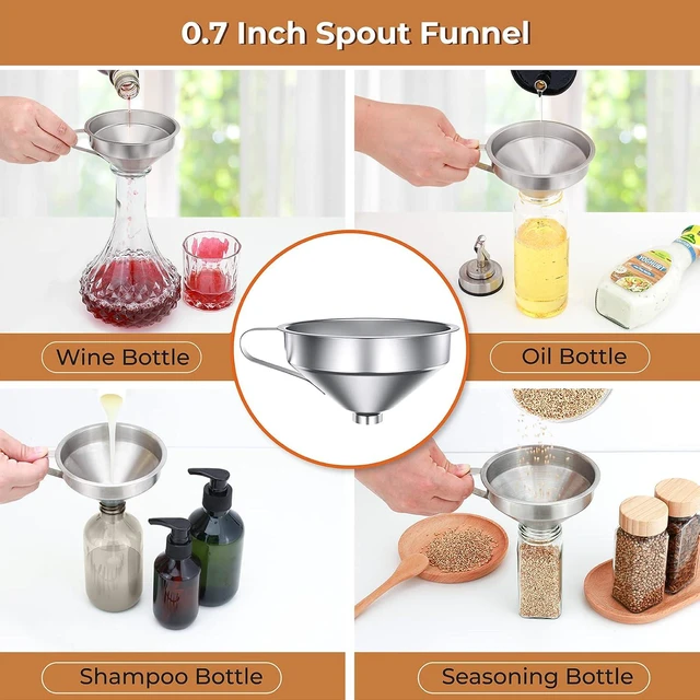 Alt view image 3 of 7 - Pisol Stainless Steel Funnel Set for Mason Jars and Bottles with Strainer