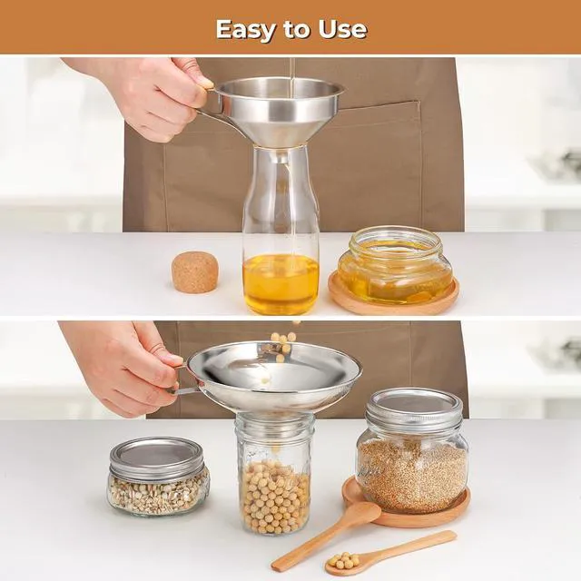 Alt view image 4 of 7 - Pisol Stainless Steel Funnel Set for Mason Jars and Bottles with Strainer