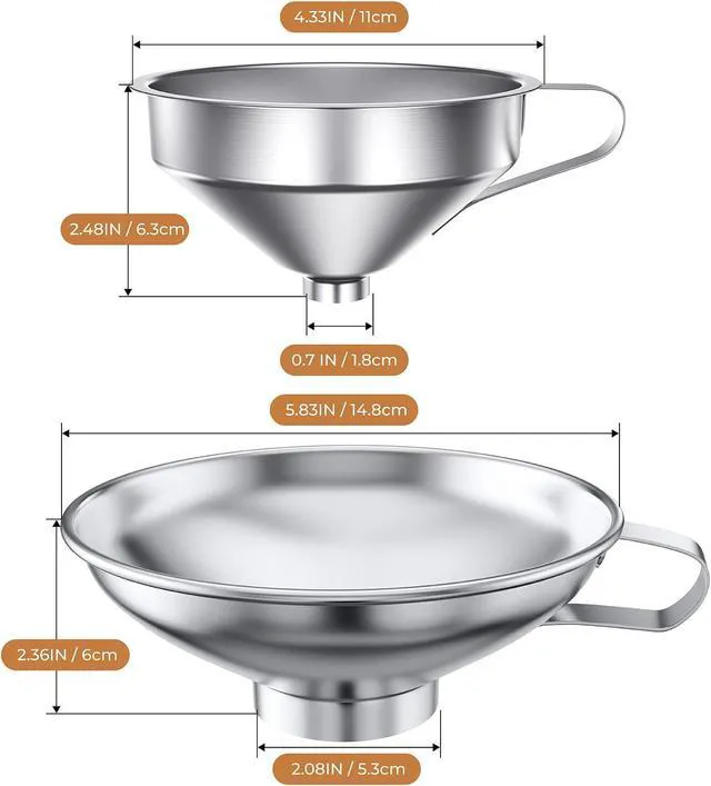 Alt view image 7 of 7 - Pisol Stainless Steel Funnel Set for Mason Jars and Bottles with Strainer