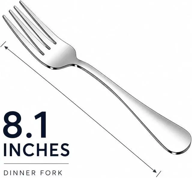 Alt view image 2 of 5 - 8.1-Inch Stainless Steel Dinner Fork Set of 8, Heavy Duty Silverware forks, Mirror Polished Metal Table forks, Dishwasher Safe Flatware for Home Kitchen Restaurant