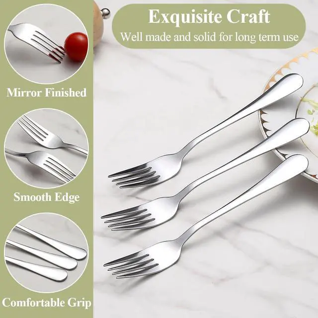 Alt view image 4 of 7 - Berglander Dinner Forks Set 12pcs 7.28", Stainless Steel table Fork, Dessert Salad Forks, Flatware Silverware Fork for Home Kitchen, Restaurant, Hotel, Cost-Effective Bulk Value Dishwasher Safe