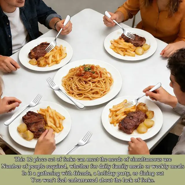 Alt view image 5 of 7 - Berglander Dinner Forks Set 12pcs 7.28", Stainless Steel table Fork, Dessert Salad Forks, Flatware Silverware Fork for Home Kitchen, Restaurant, Hotel, Cost-Effective Bulk Value Dishwasher Safe