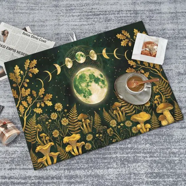 Alt view image 2 of 7 - Moon Phase Leaf Large Absorbent Dish Drying Mat For Kitchen Counter,18*24in
