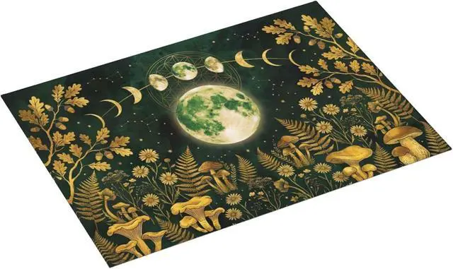 Alt view image 3 of 7 - Moon Phase Leaf Large Absorbent Dish Drying Mat For Kitchen Counter,18*24in