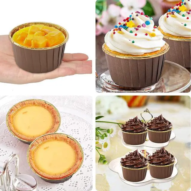Alt view image 6 of 7 - LNYZQUS Brown Cupcake Liners with Dome Lids, 5oz Mini Baking Cups