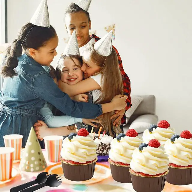 Alt view image 7 of 7 - LNYZQUS Brown Cupcake Liners with Dome Lids, 5oz Mini Baking Cups
