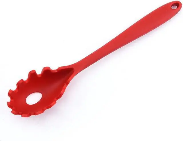 Main image of Silicone Pasta Fork (11.5"), High Heat Resistant to 480°F, Hygienic One Piece Design, Spaghetti Strainer & Server Spoon Pasta Forks (Red)
